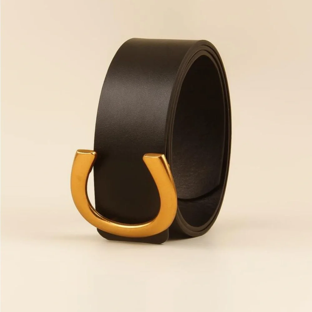Luxe cream high waist gold buckle belt